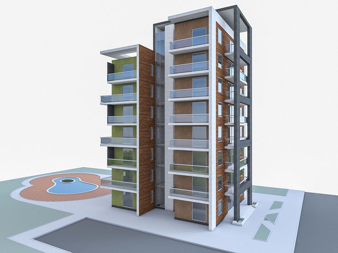 Residential Buildings Collection Low-poly 3D model 4