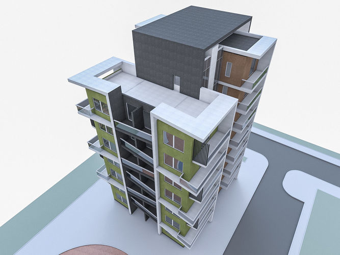 Residential Buildings Collection Low-poly 3D model 3