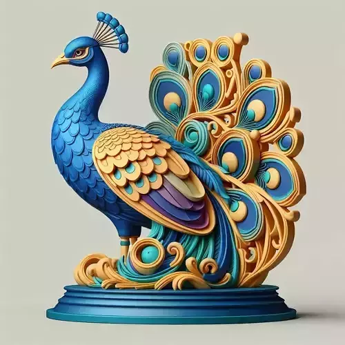 1140 Colorful 3D Model of a  Peacock on Base   pug