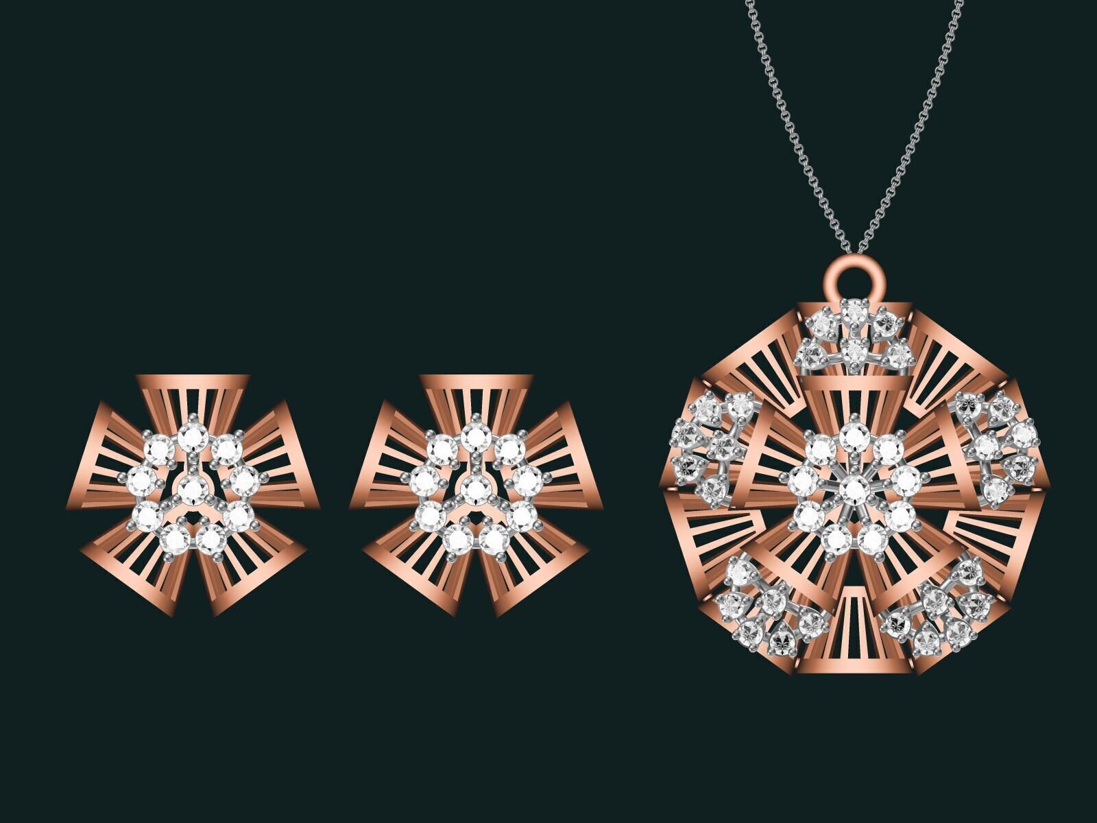 20 unique gold Pendant Set designs  3D print model_28