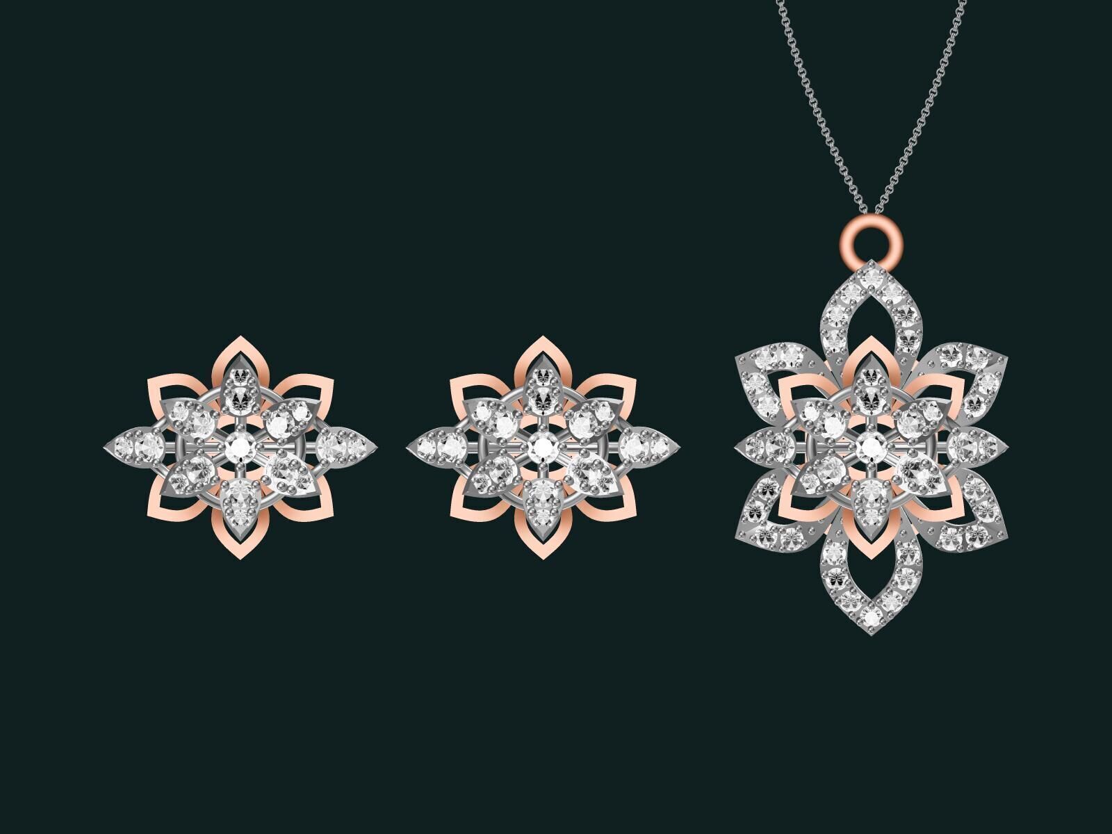 20 unique gold Pendant Set designs  3D print model_17