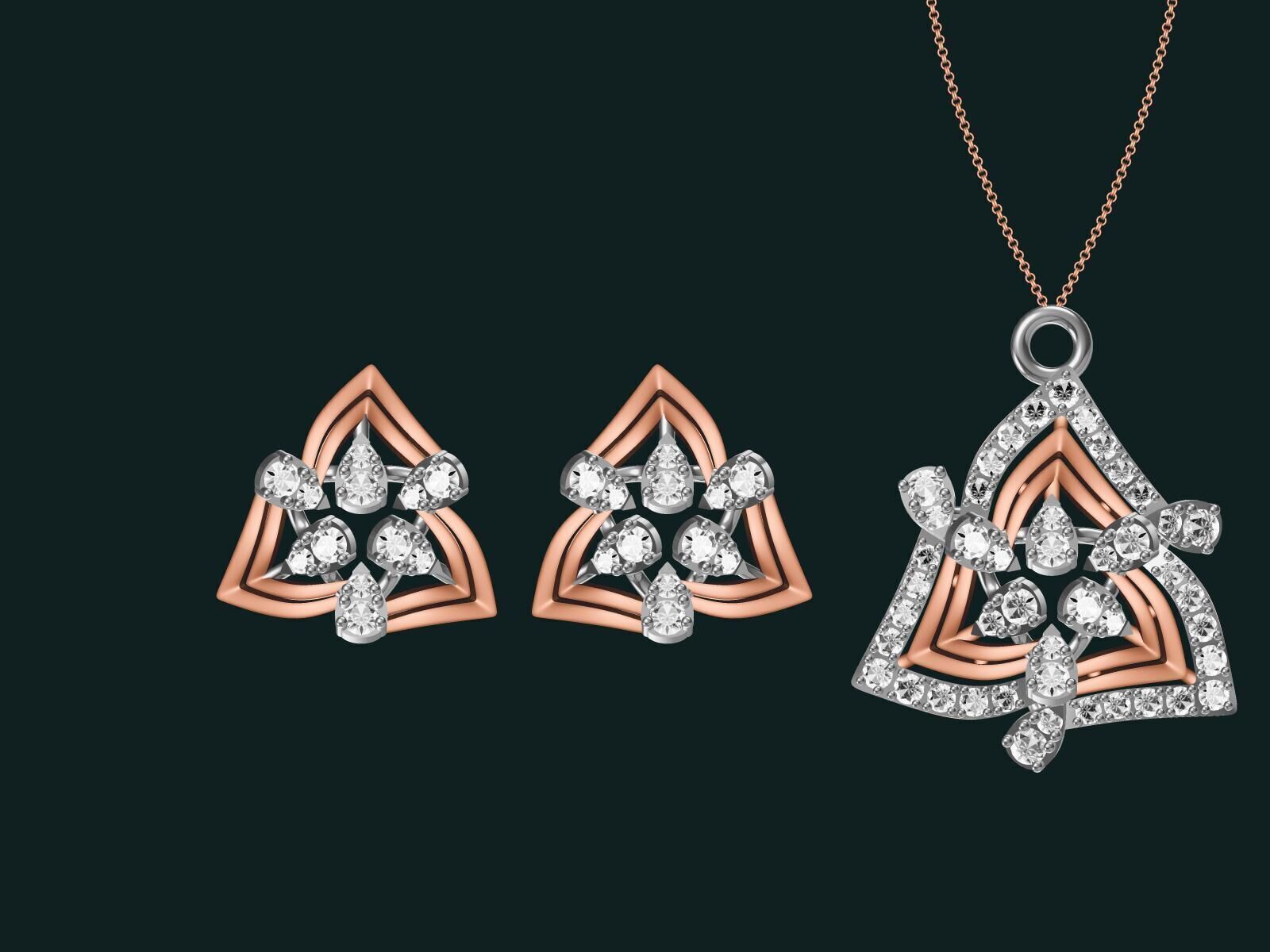 20 unique gold Pendant Set designs  3D print model_14