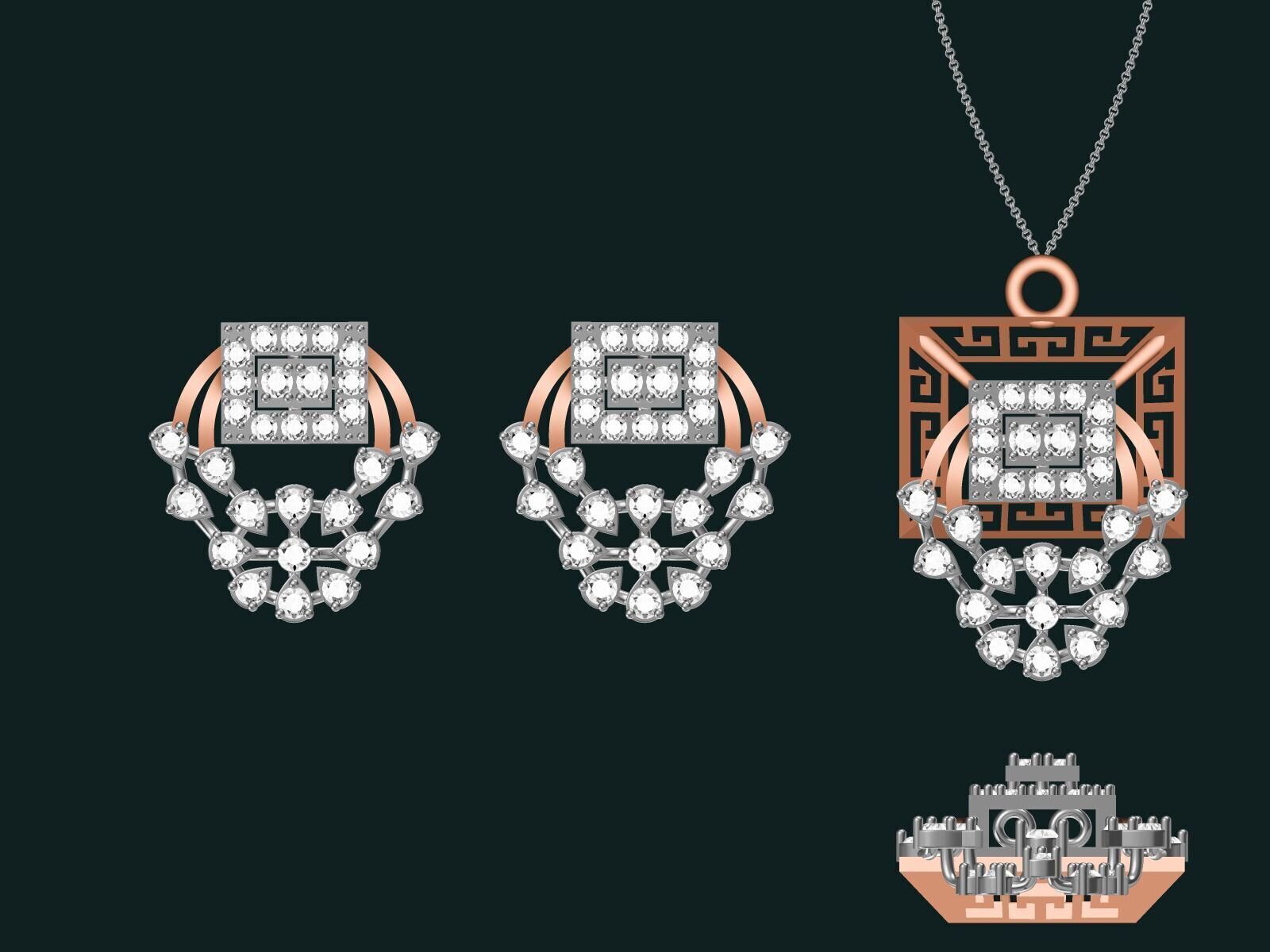 20 unique gold Pendant Set designs  3D print model_8