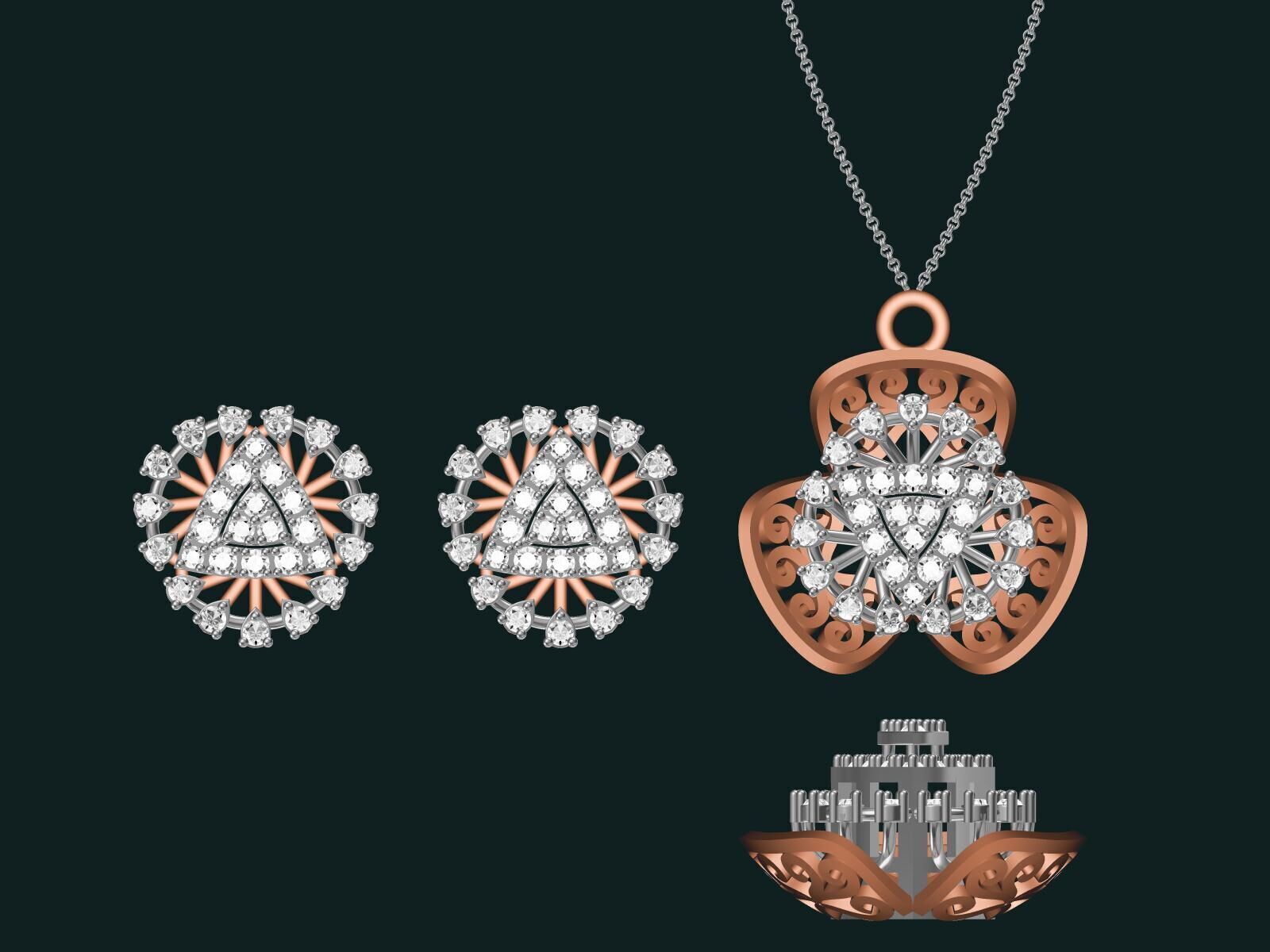 20 unique gold Pendant Set designs  3D print model_4