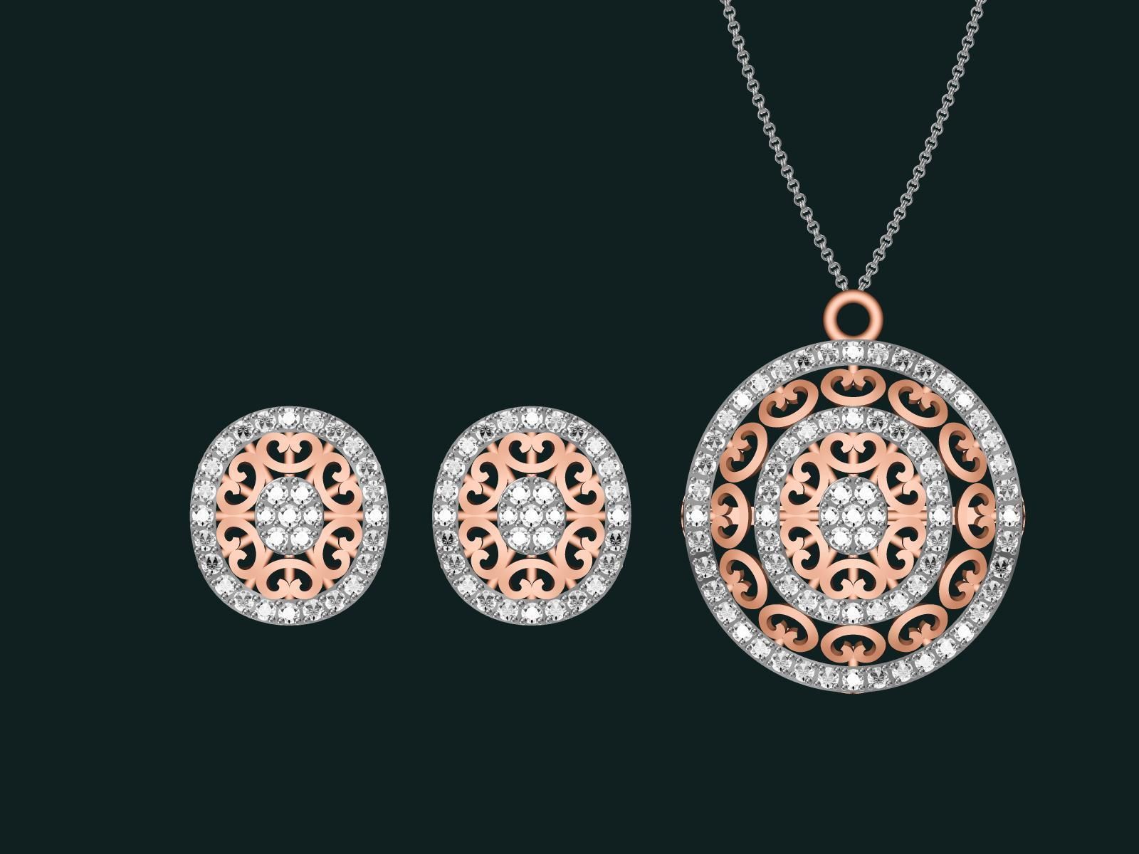 20 unique gold Pendant Set designs  3D print model_23