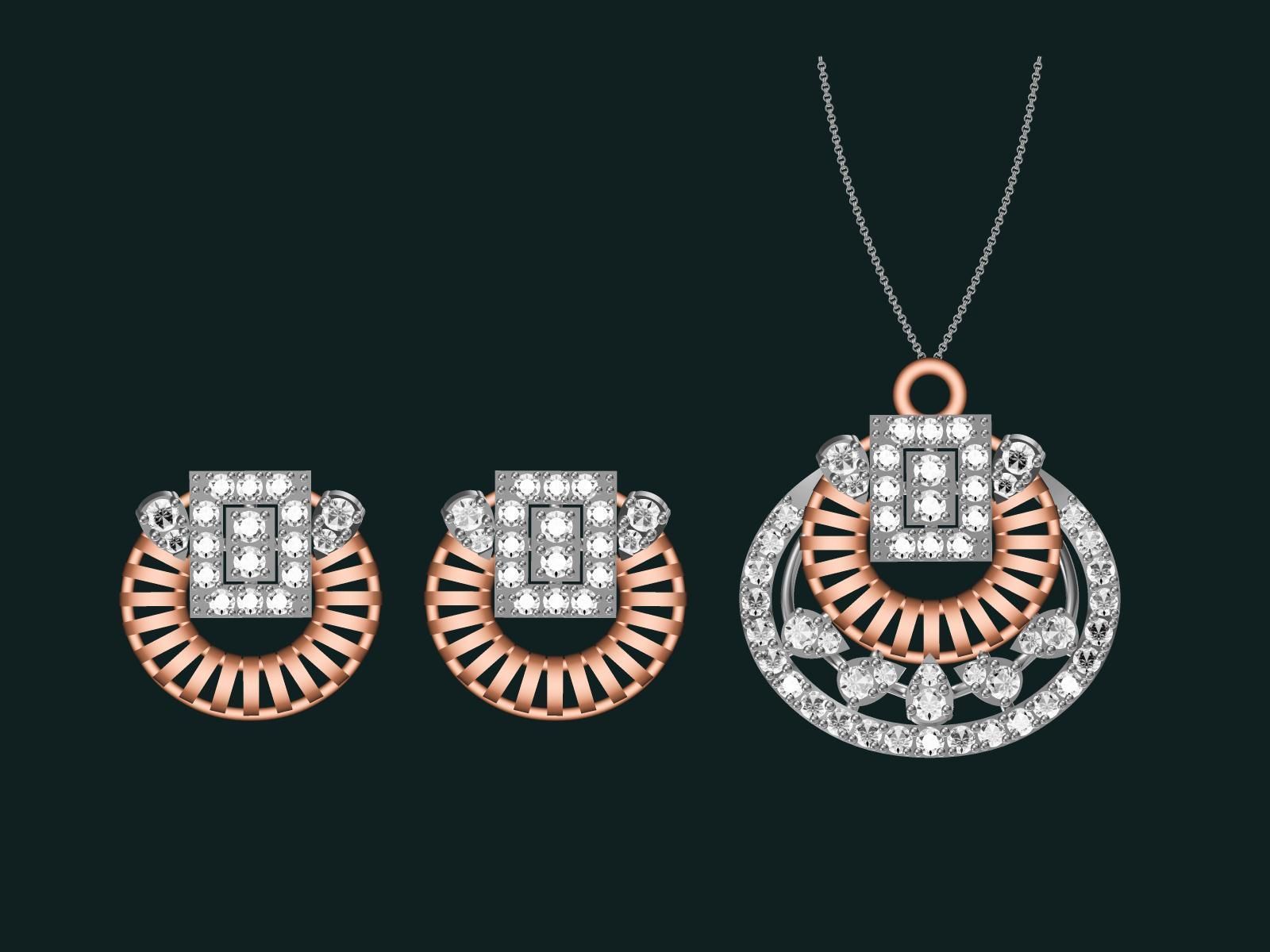 20 unique gold Pendant Set designs  3D print model_32