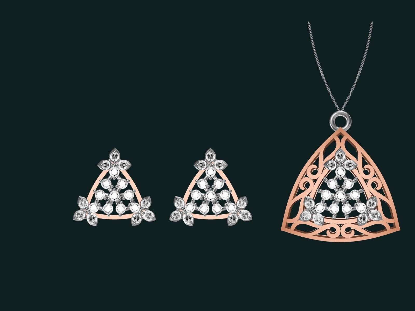 20 unique gold Pendant Set designs  3D print model_21