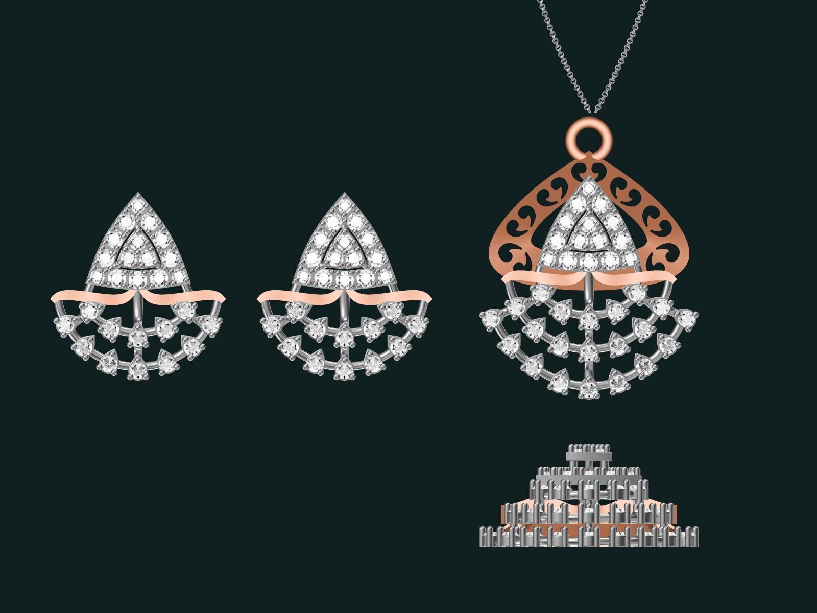 20 unique gold Pendant Set designs  3D print model_7