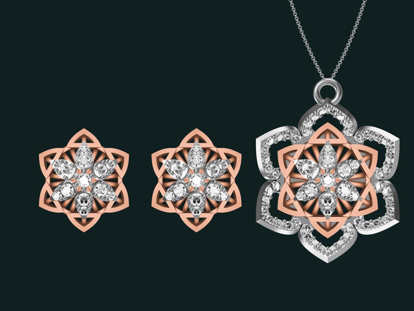 20 unique gold Pendant Set designs  3D print model_38