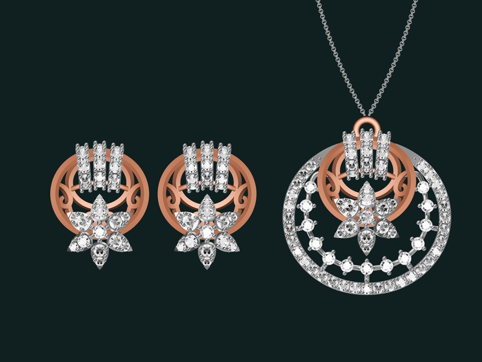 20 unique gold Pendant Set designs  3D print model_37