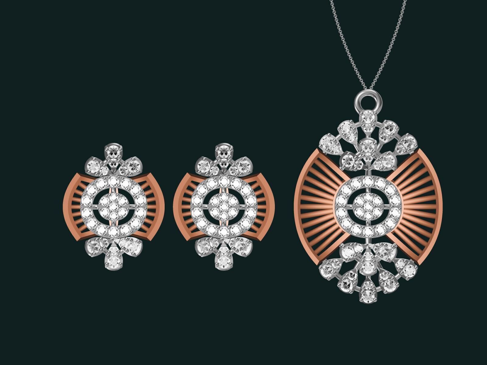 20 unique gold Pendant Set designs  3D print model_31