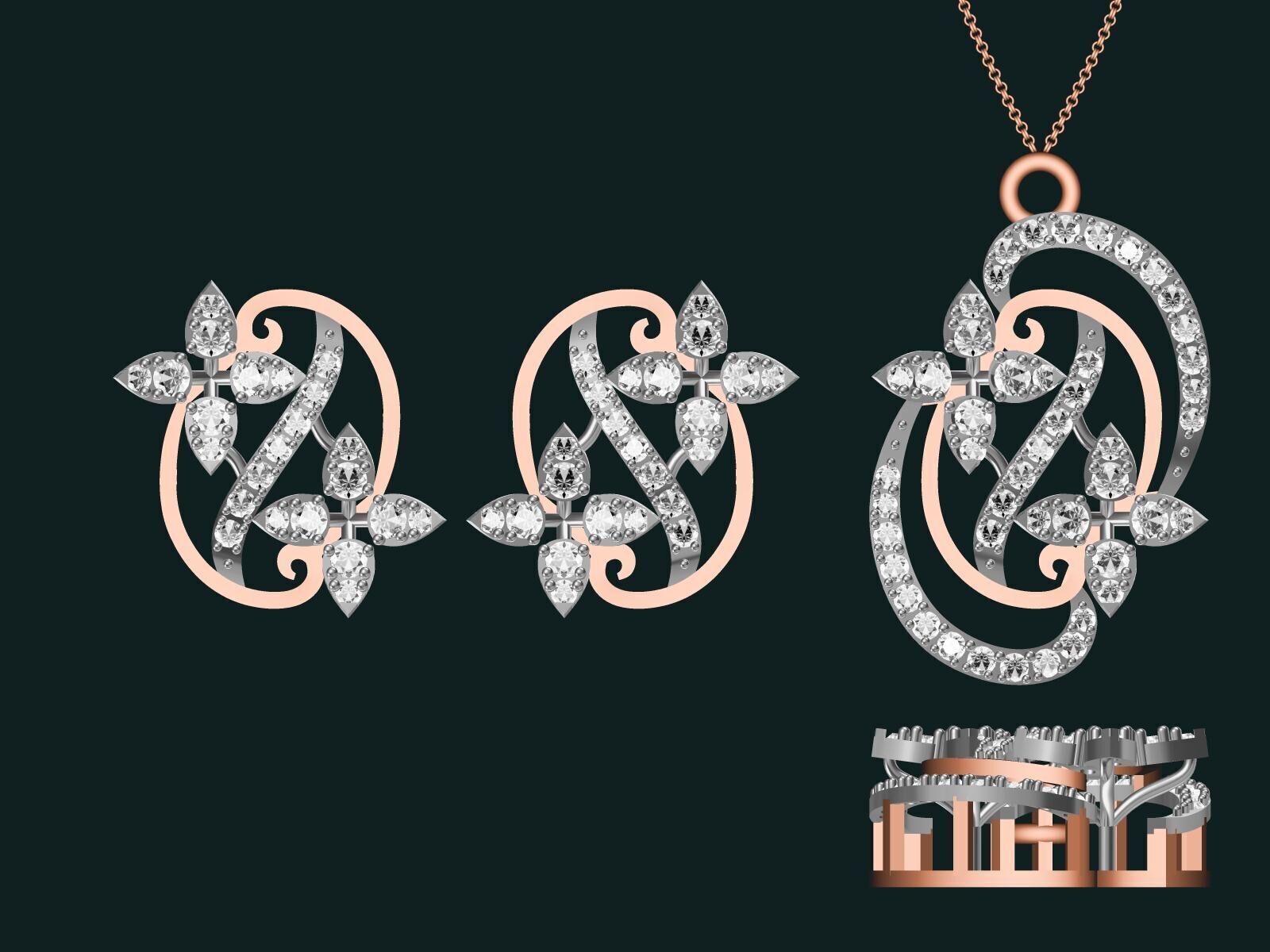 20 unique gold Pendant Set designs  3D print model_12