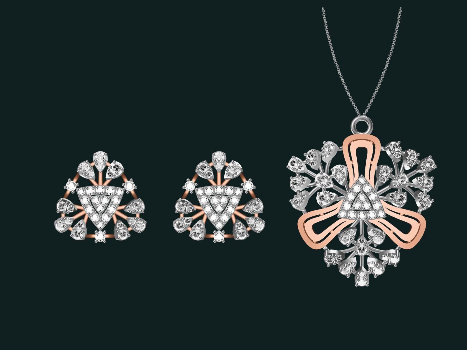 20 unique gold Pendant Set designs  3D print model_26