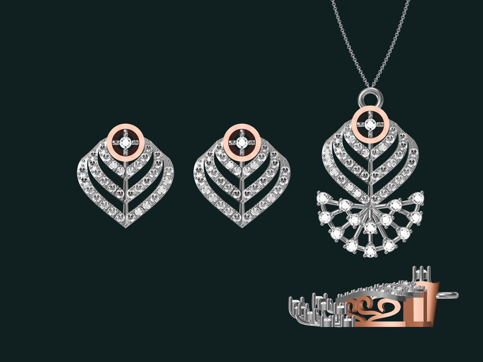 20 unique gold Pendant Set designs  3D print model_10