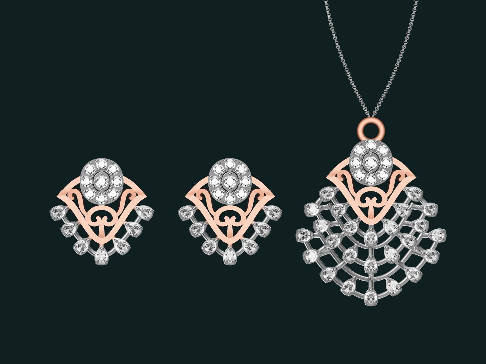 20 unique gold Pendant Set designs  3D print model_18