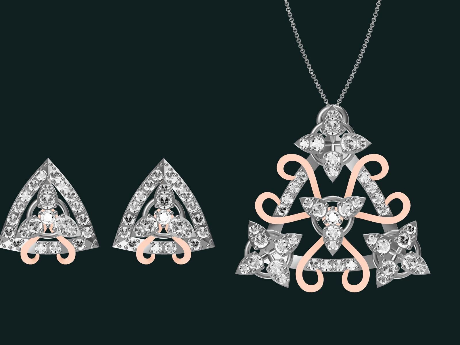 20 unique gold Pendant Set designs  3D print model_24