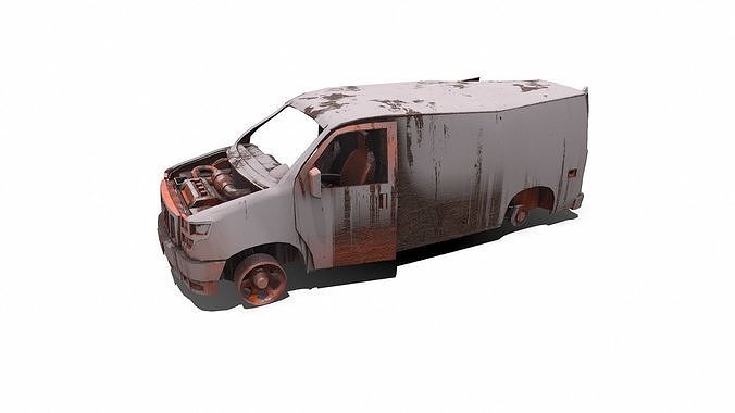 Wrecked Van Low-poly PBR Low-poly 3D model