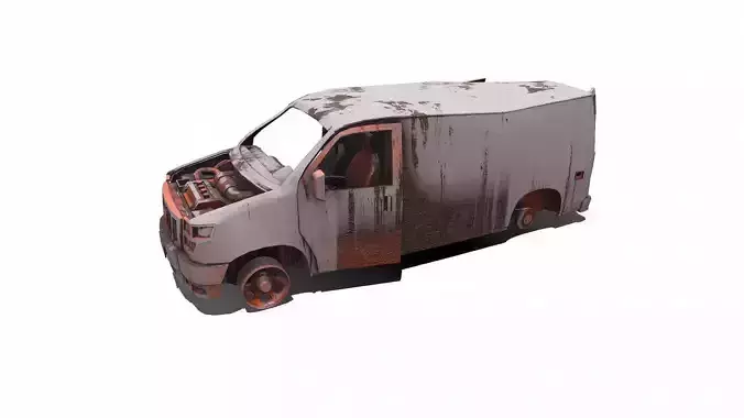 Wrecked Van Low-poly PBR