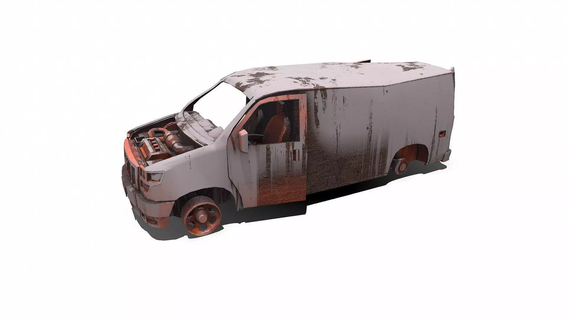 Wrecked Van Low-poly PBR Low-poly 3D model