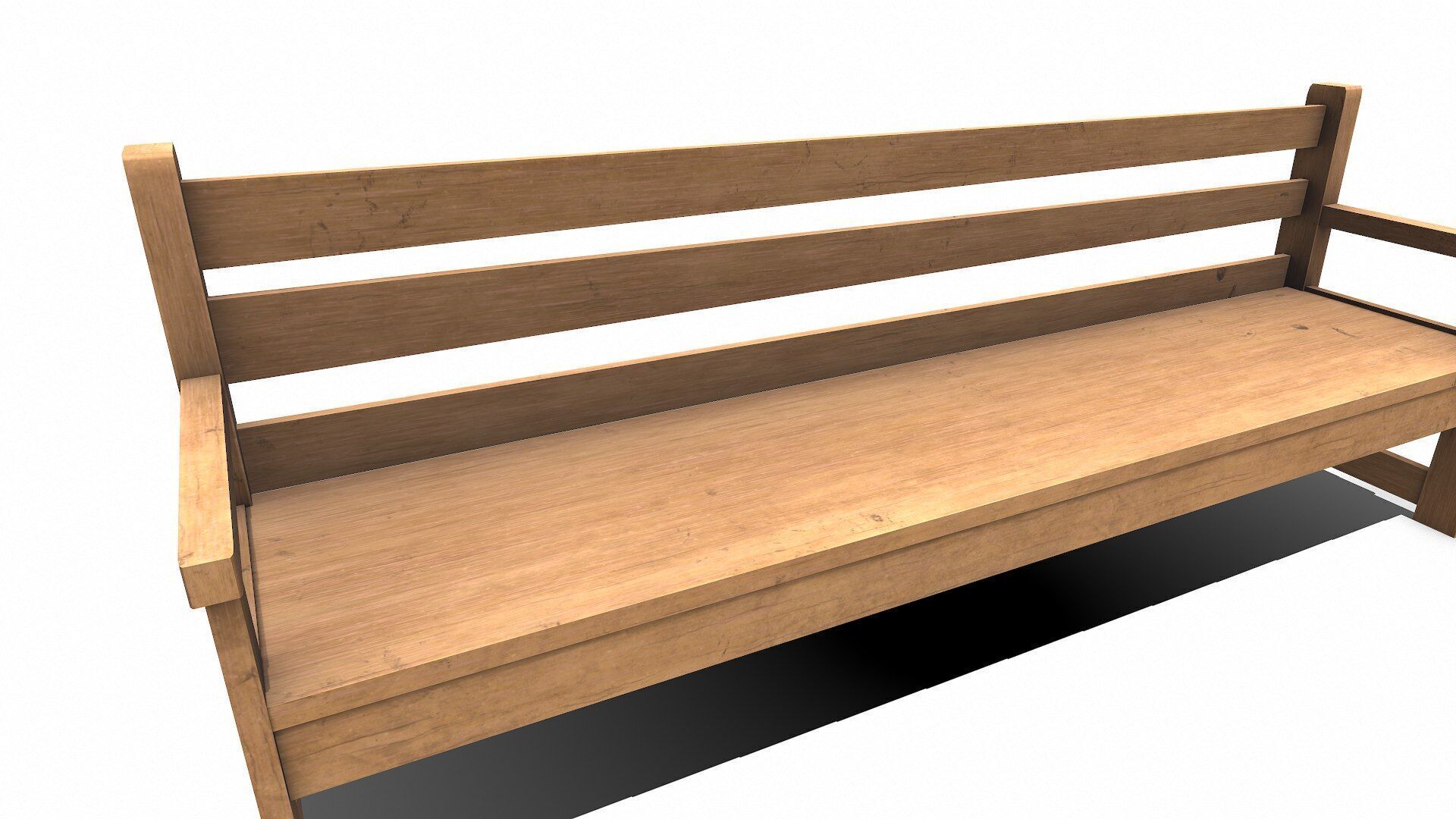 Wooden Outdoor Bench Low-poly PBR Free low-poly 3D model_8