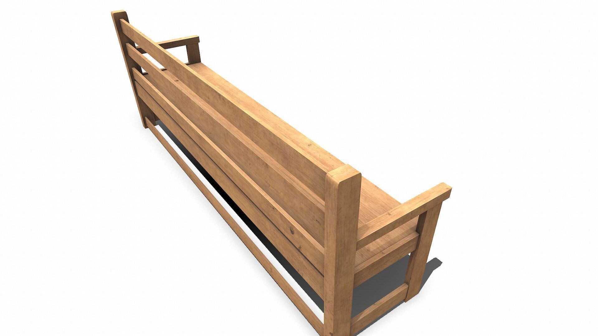 Wooden Outdoor Bench Low-poly PBR Free low-poly 3D model_6