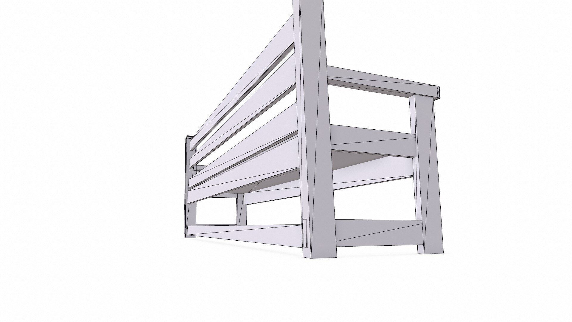 Wooden Outdoor Bench Low-poly PBR Free low-poly 3D model_13