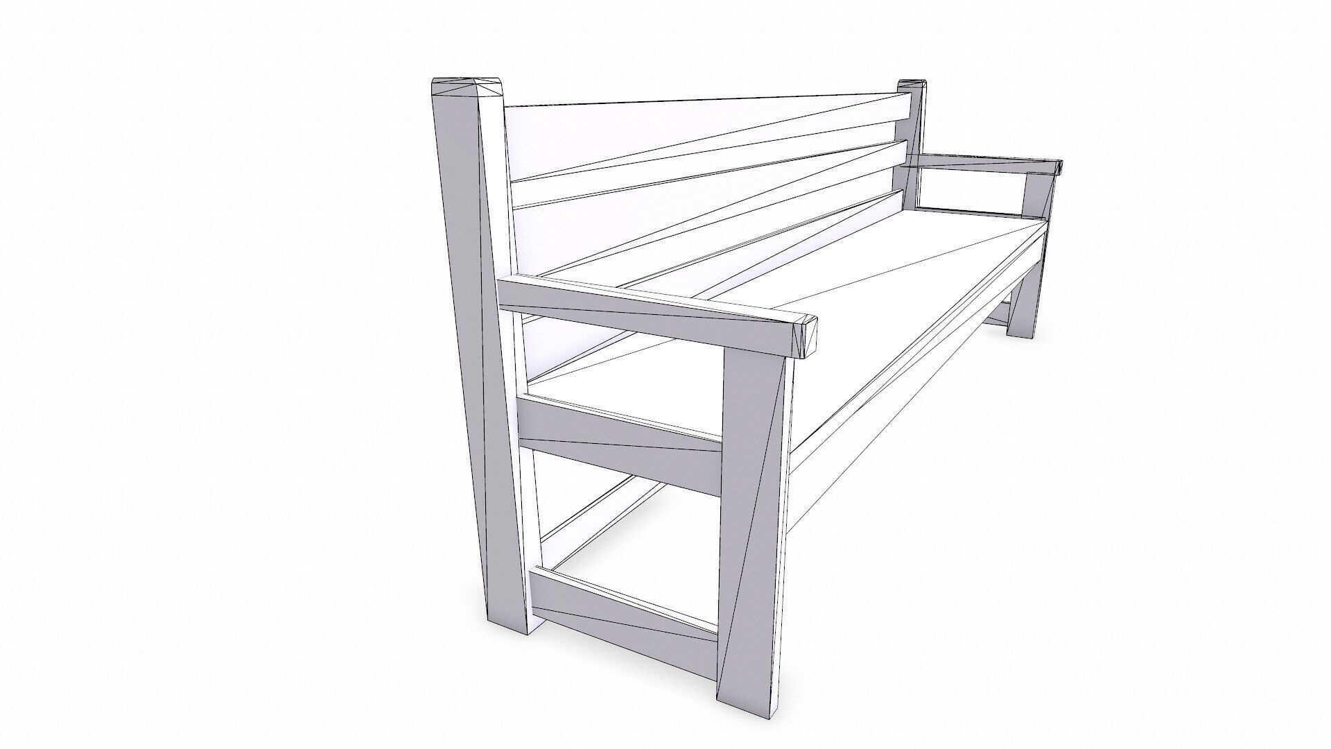 Wooden Outdoor Bench Low-poly PBR Free low-poly 3D model_12