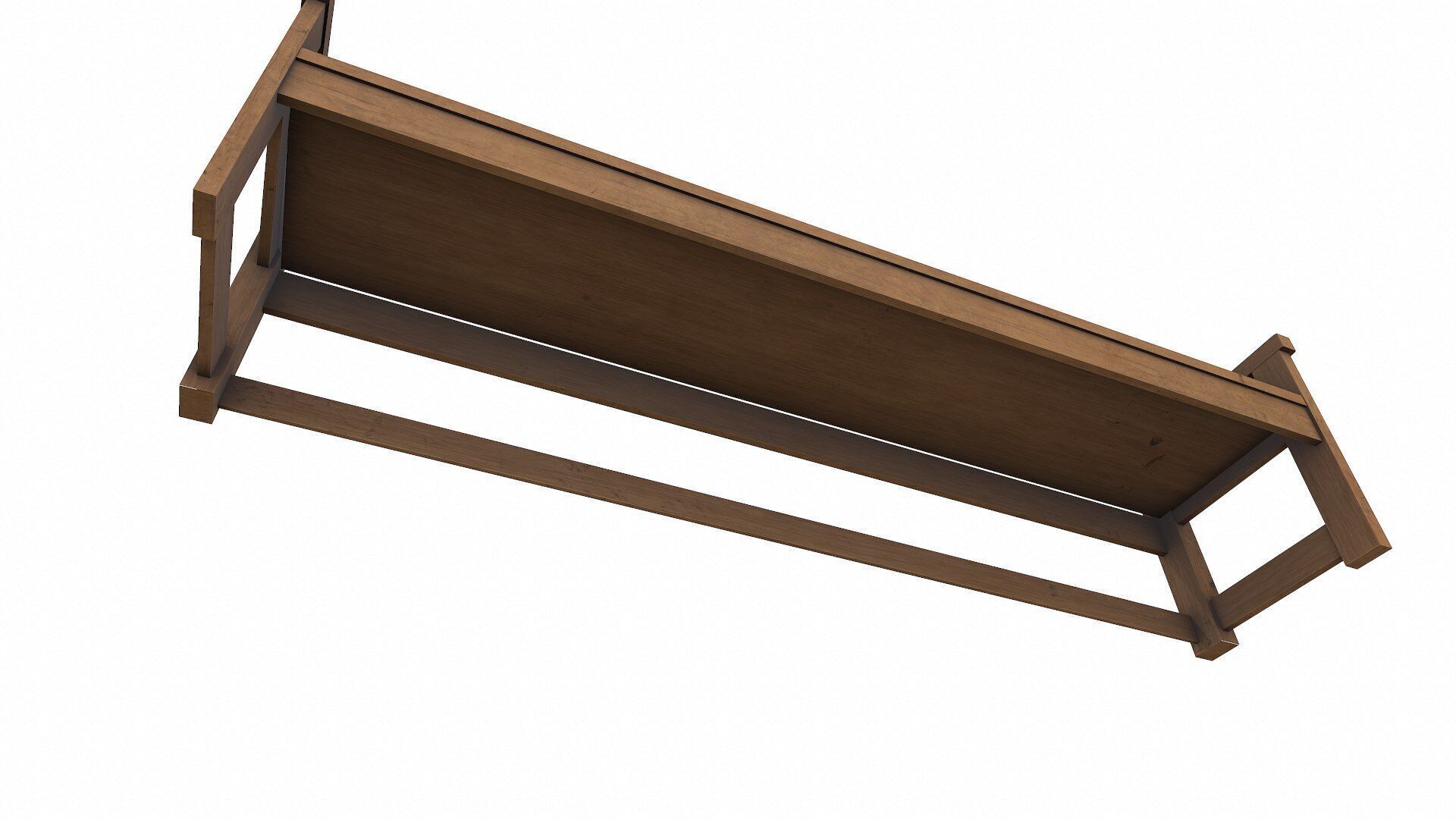 Wooden Outdoor Bench Low-poly PBR Free low-poly 3D model_7