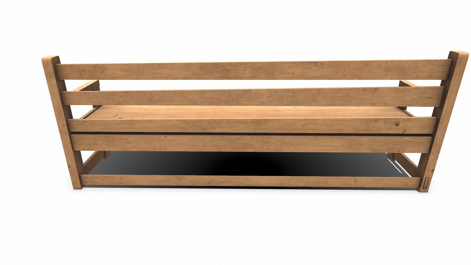 Wooden Outdoor Bench Low-poly PBR Free low-poly 3D model_5