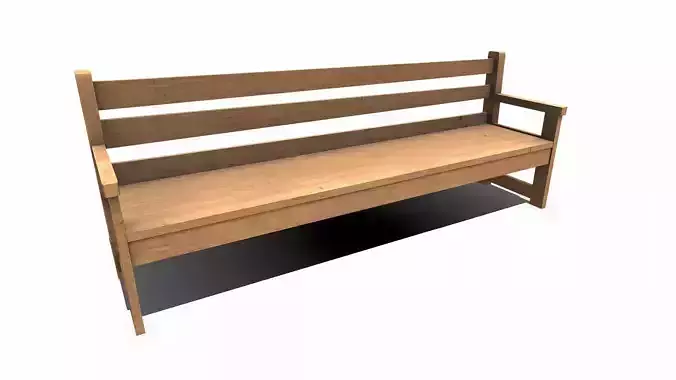 Wooden Outdoor Bench Low-poly PBR Free low-poly 3D model