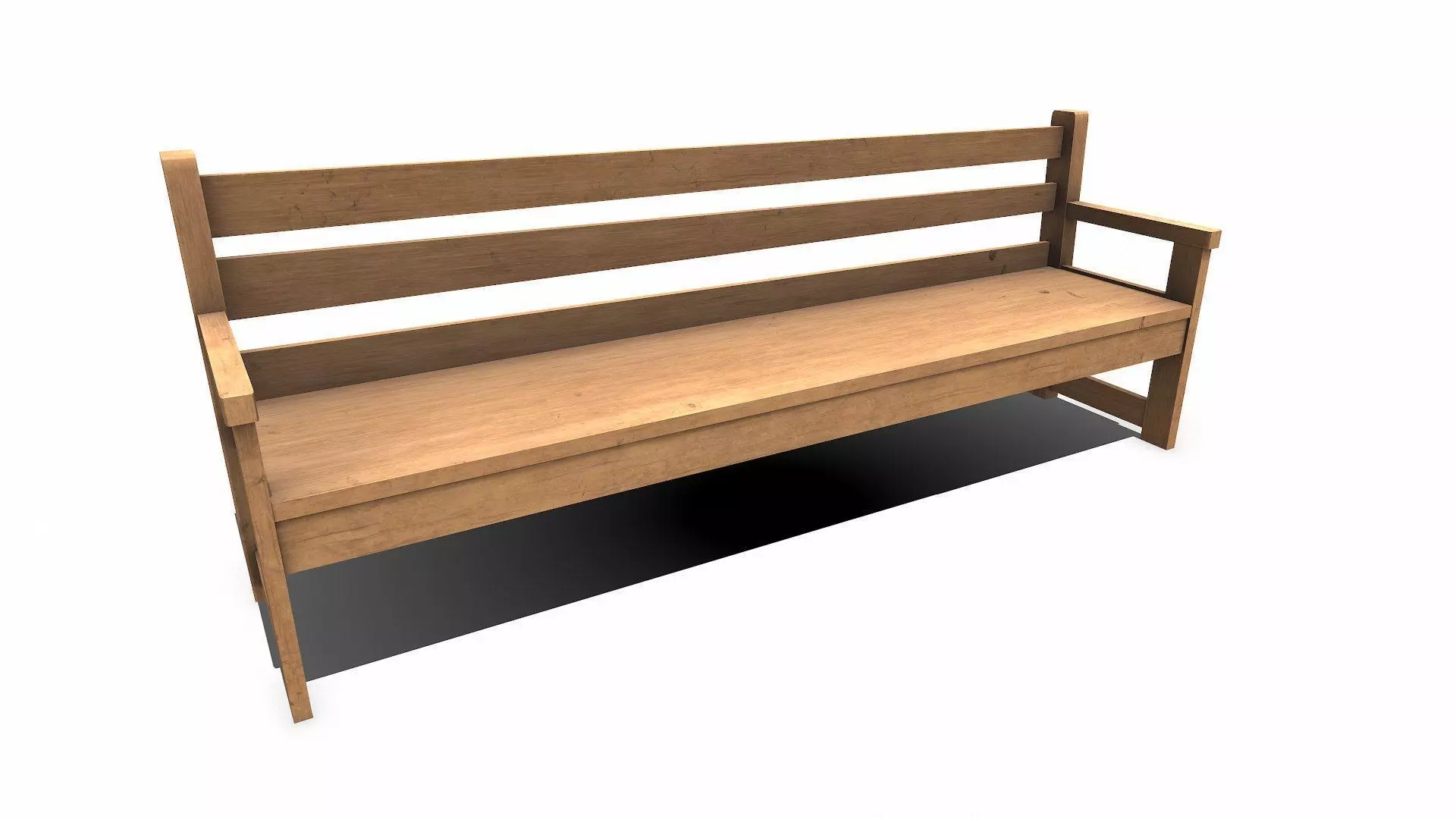 Wooden Outdoor Bench Low-poly PBR Free low-poly 3D model_0