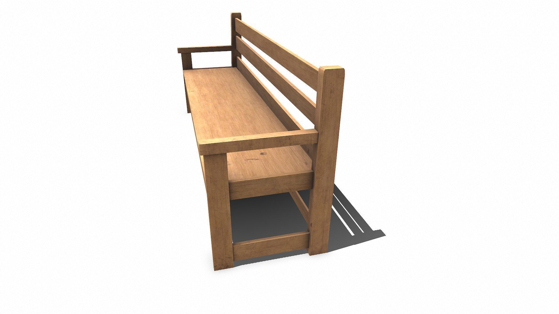 Wooden Outdoor Bench Low-poly PBR Free low-poly 3D model_3
