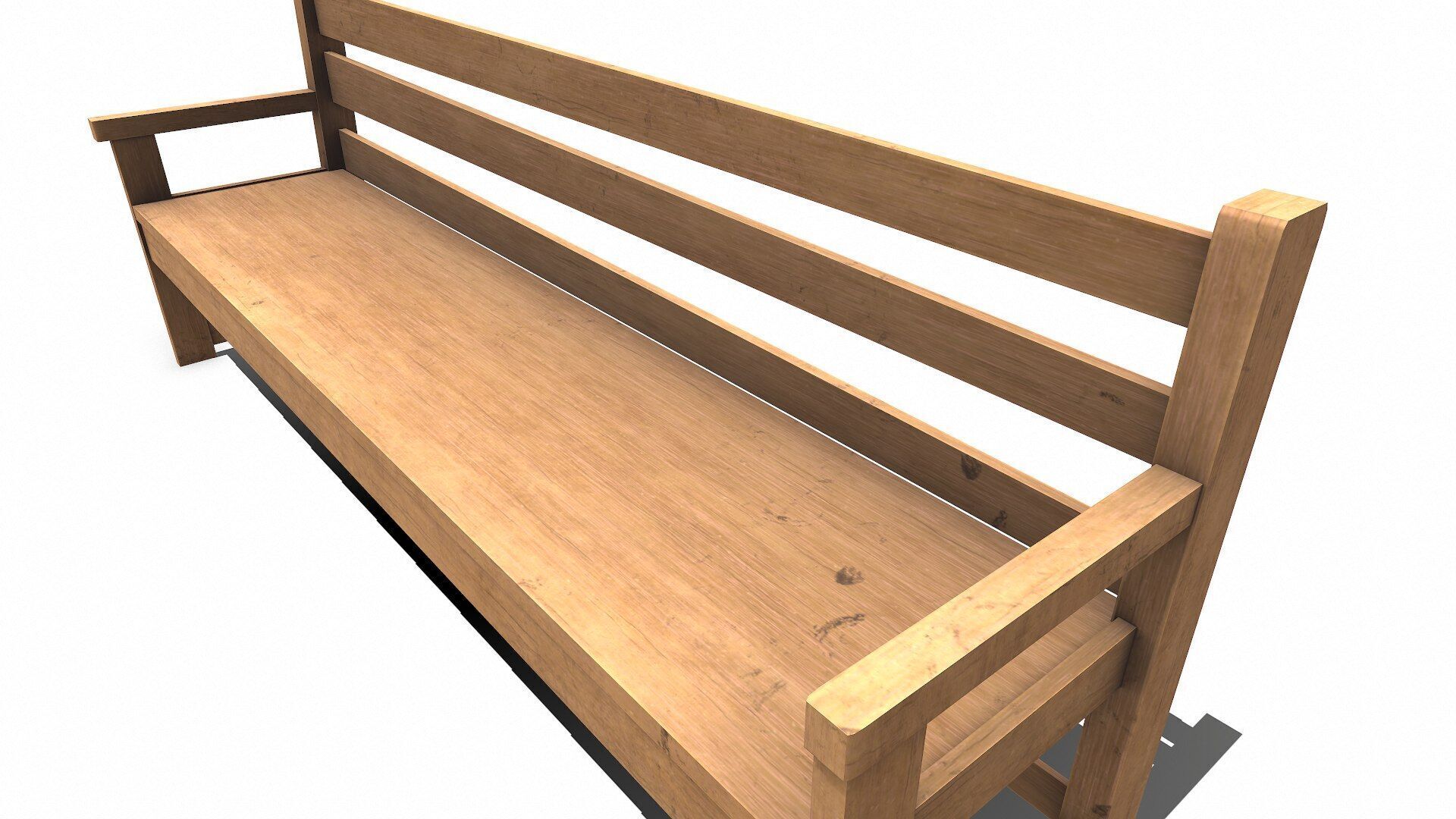 Wooden Outdoor Bench Low-poly PBR Free low-poly 3D model_9