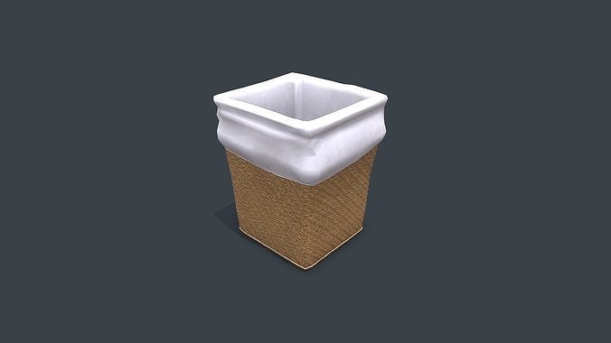 Wicker Dust Bin Low-poly PBR Low-poly 3D model
