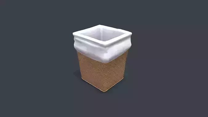 Wicker Dust Bin Low-poly PBR
