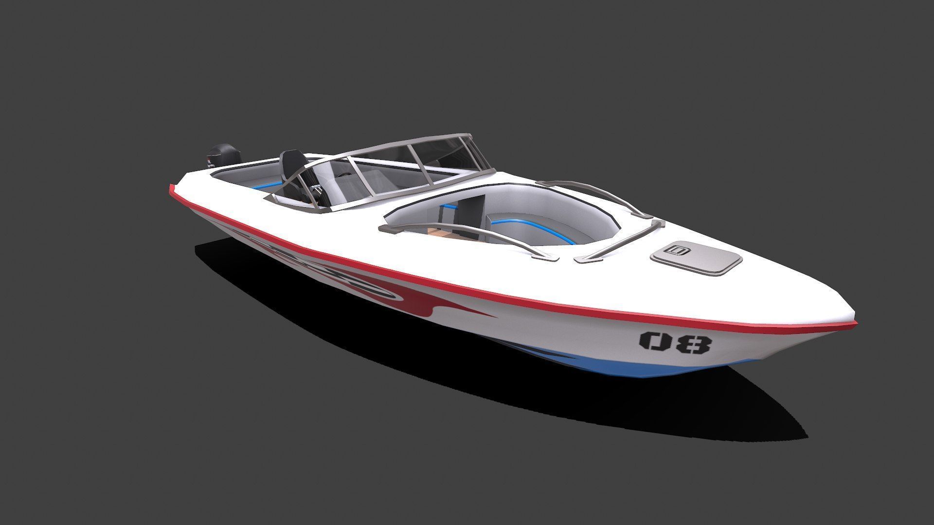 Speedboat Low-poly PBR Low-poly 3D model_10
