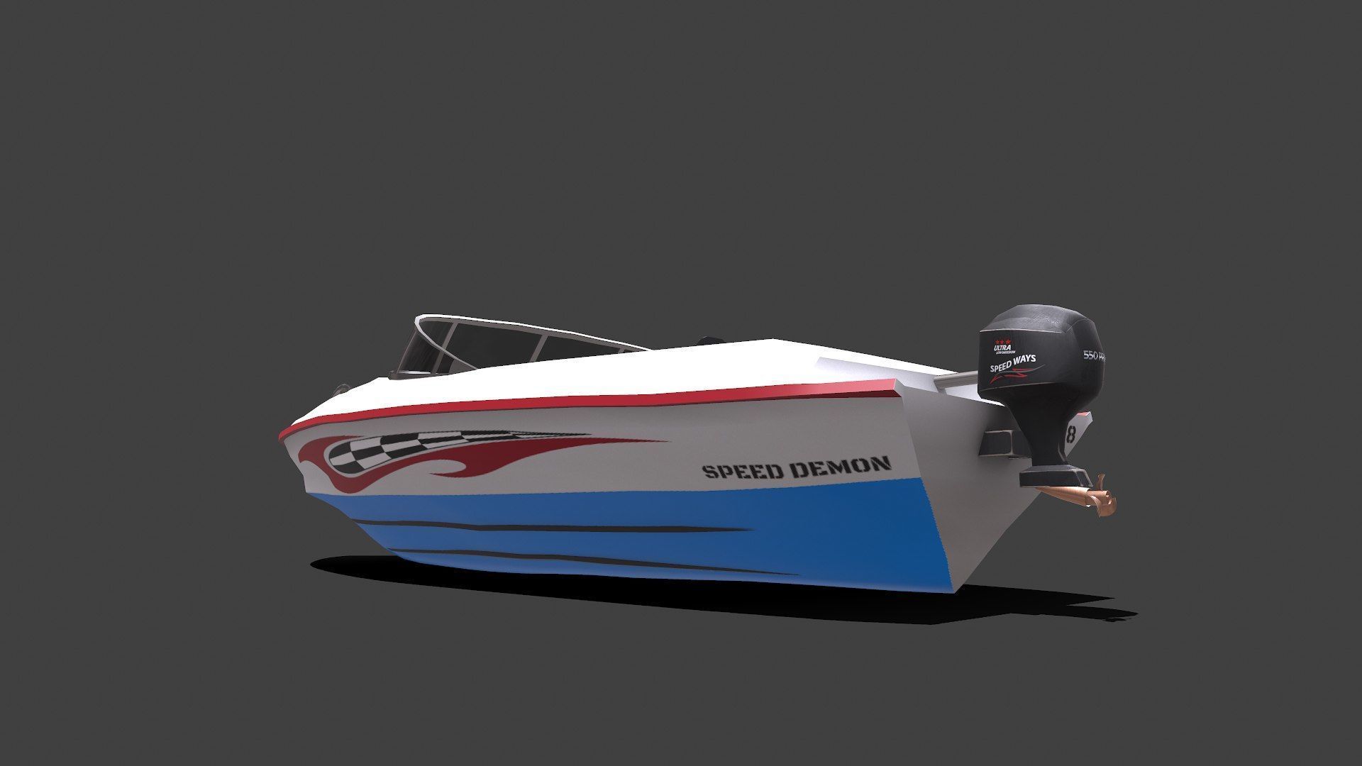 Speedboat Low-poly PBR Low-poly 3D model_5