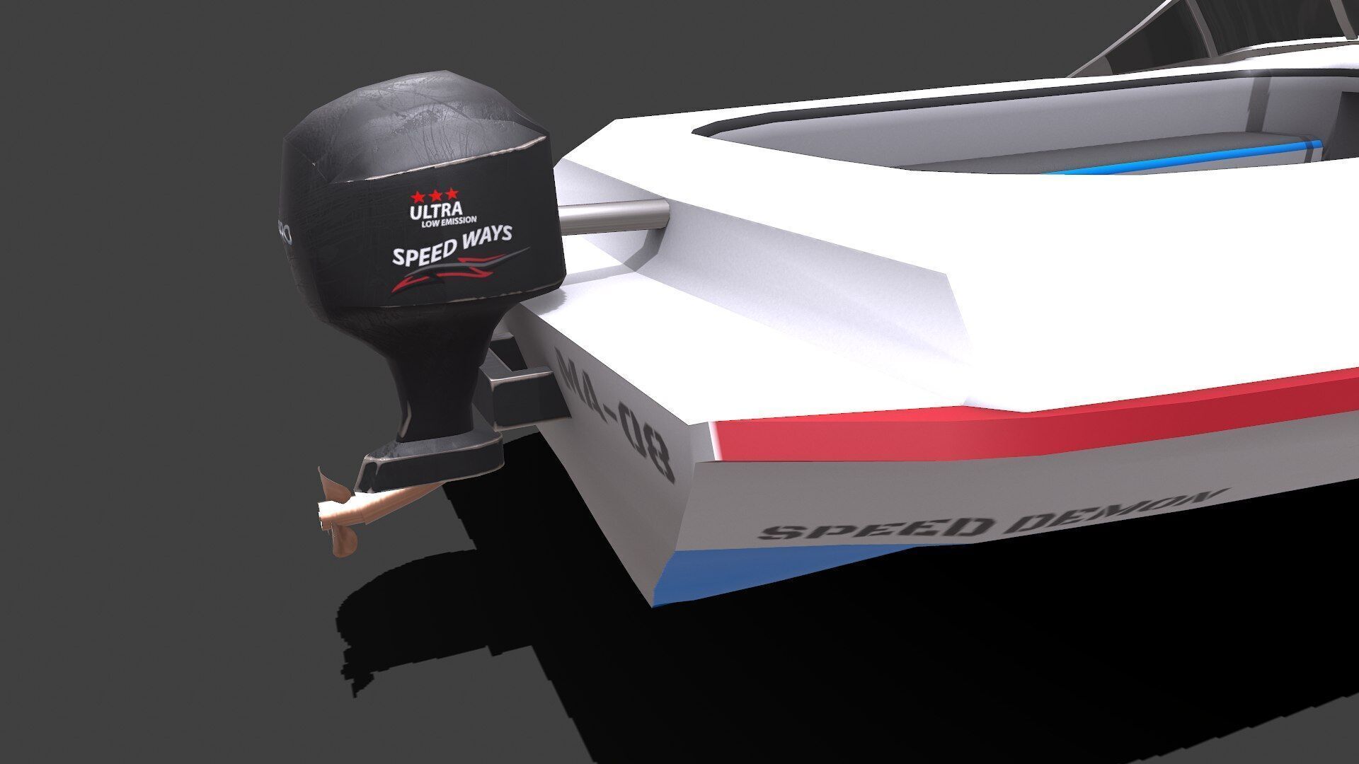 Speedboat Low-poly PBR Low-poly 3D model_19