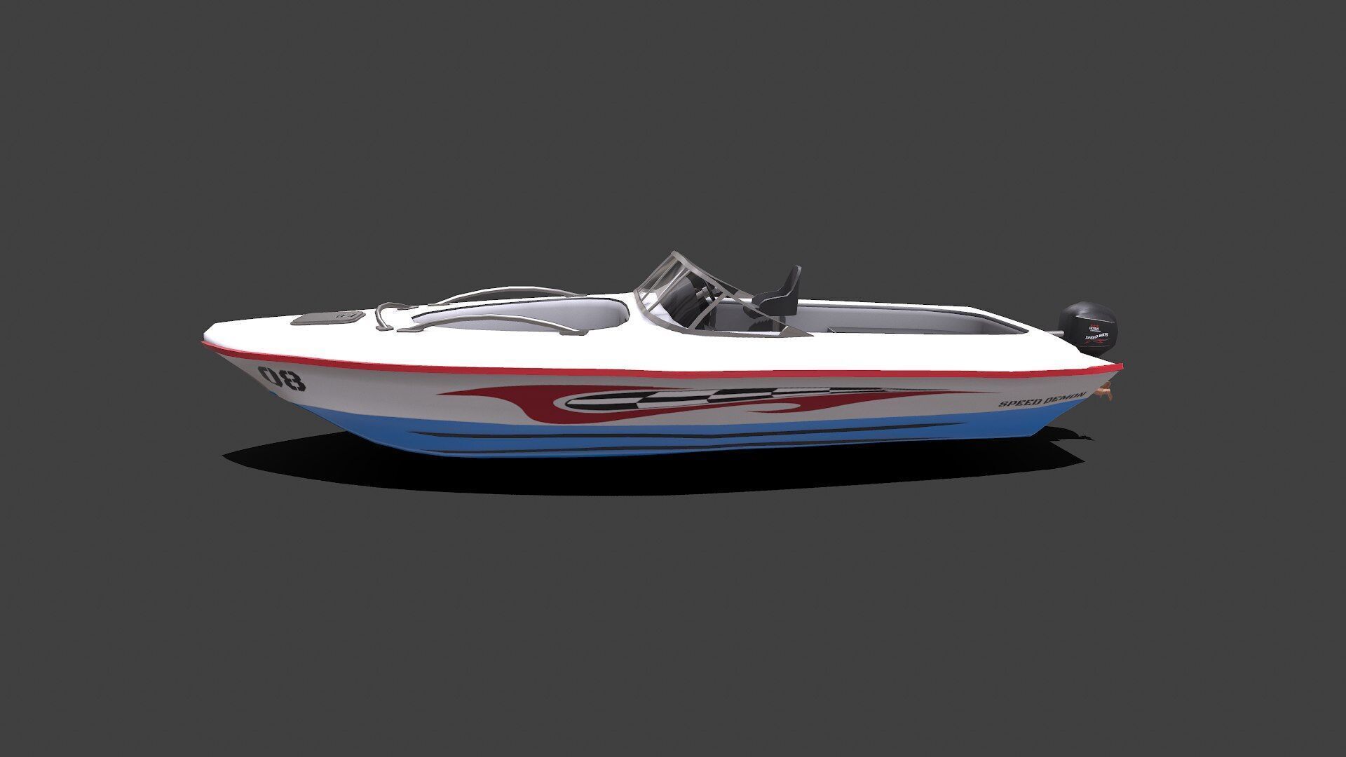 Speedboat Low-poly PBR Low-poly 3D model_2
