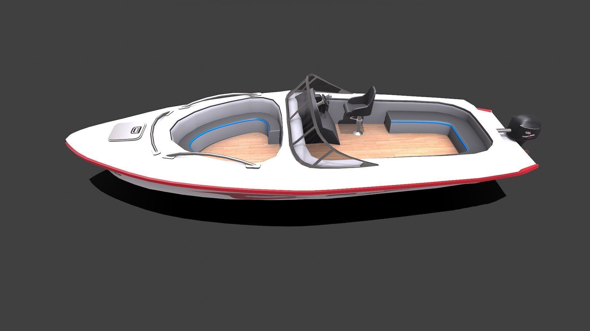 Speedboat Low-poly PBR Low-poly 3D model_3