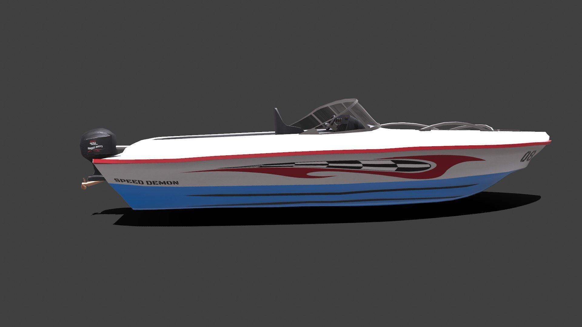 Speedboat Low-poly PBR Low-poly 3D model_8