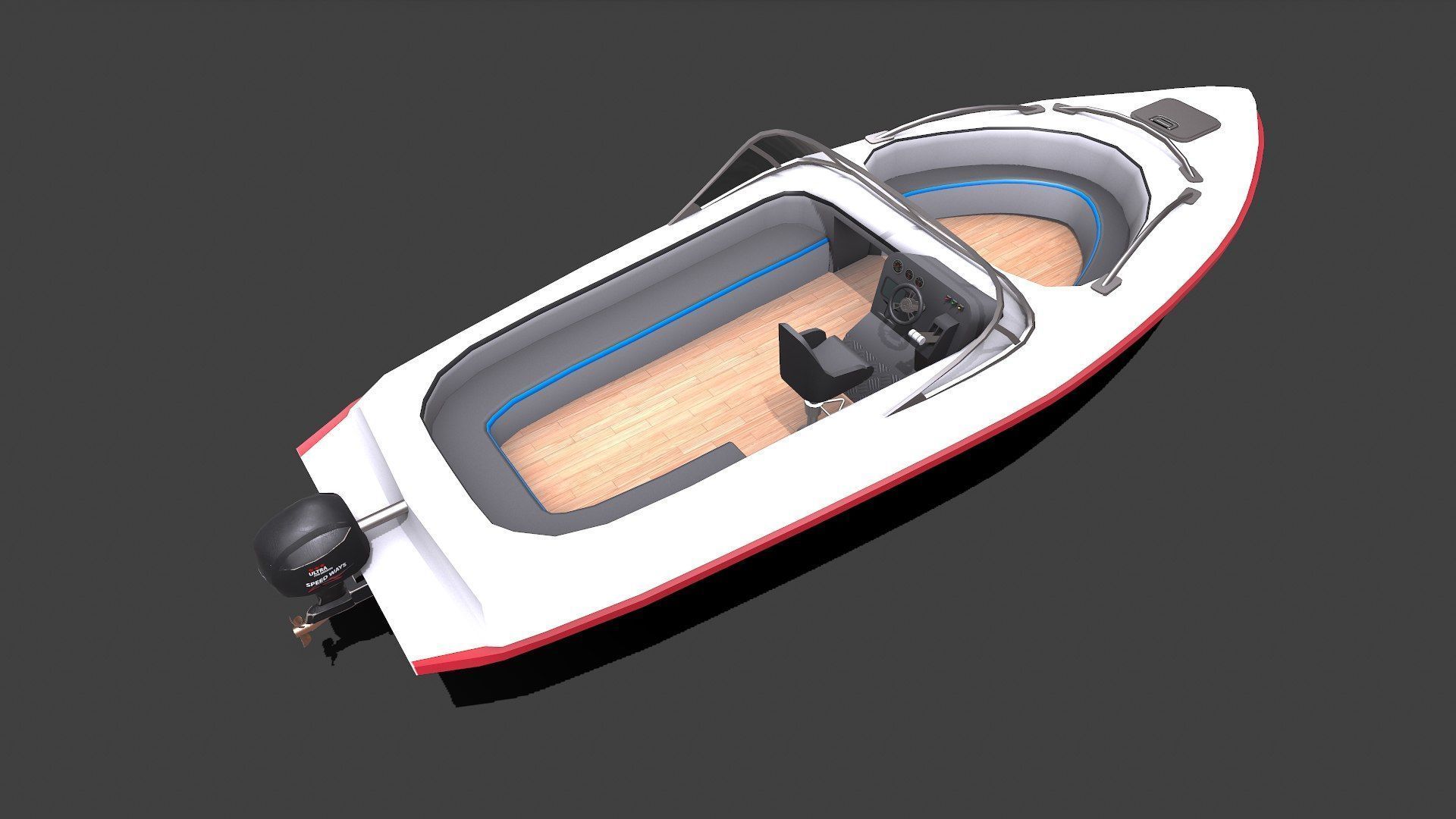 Speedboat Low-poly PBR Low-poly 3D model_7