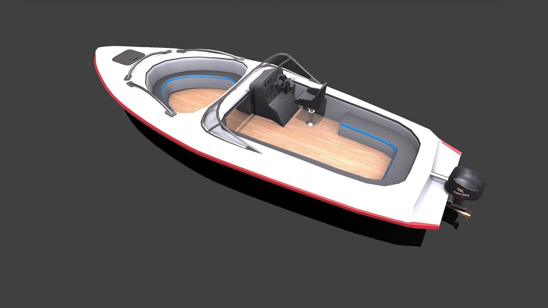 Speedboat Low-poly PBR Low-poly 3D model_4