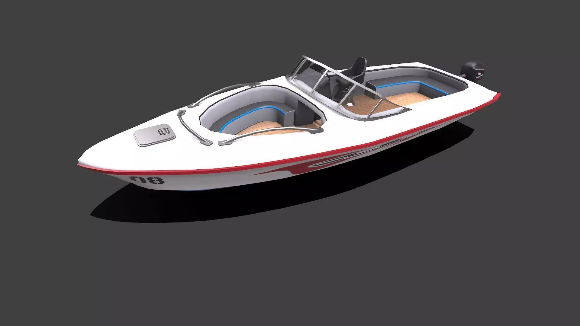 Speedboat Low-poly PBR Low-poly 3D model_0