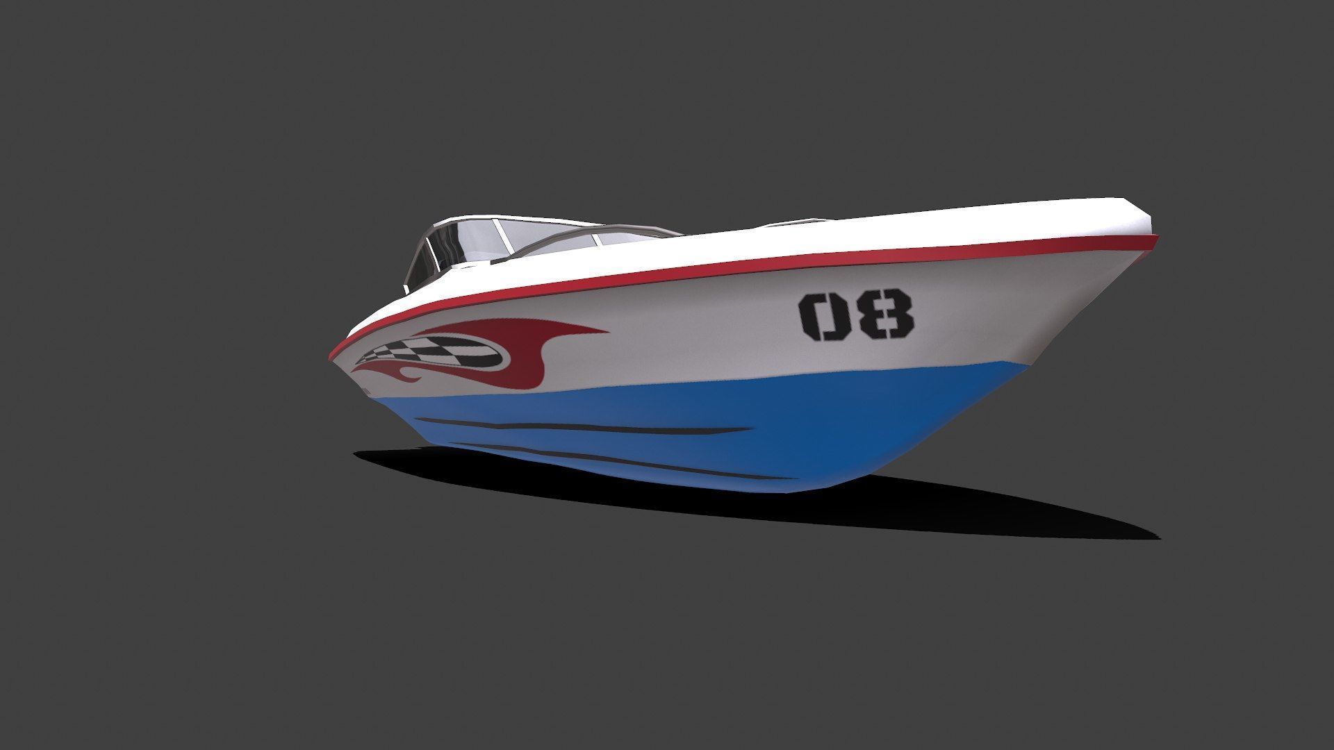 Speedboat Low-poly PBR Low-poly 3D model_11