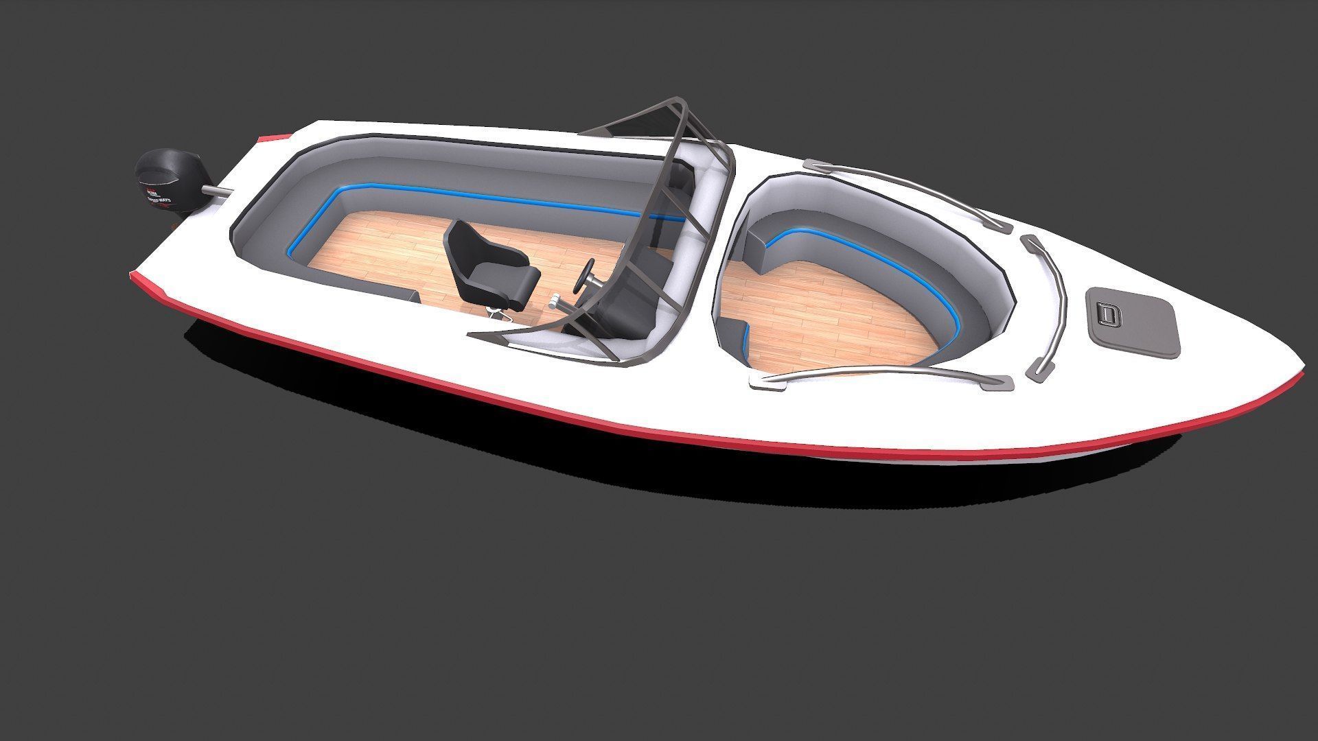 Speedboat Low-poly PBR Low-poly 3D model_9