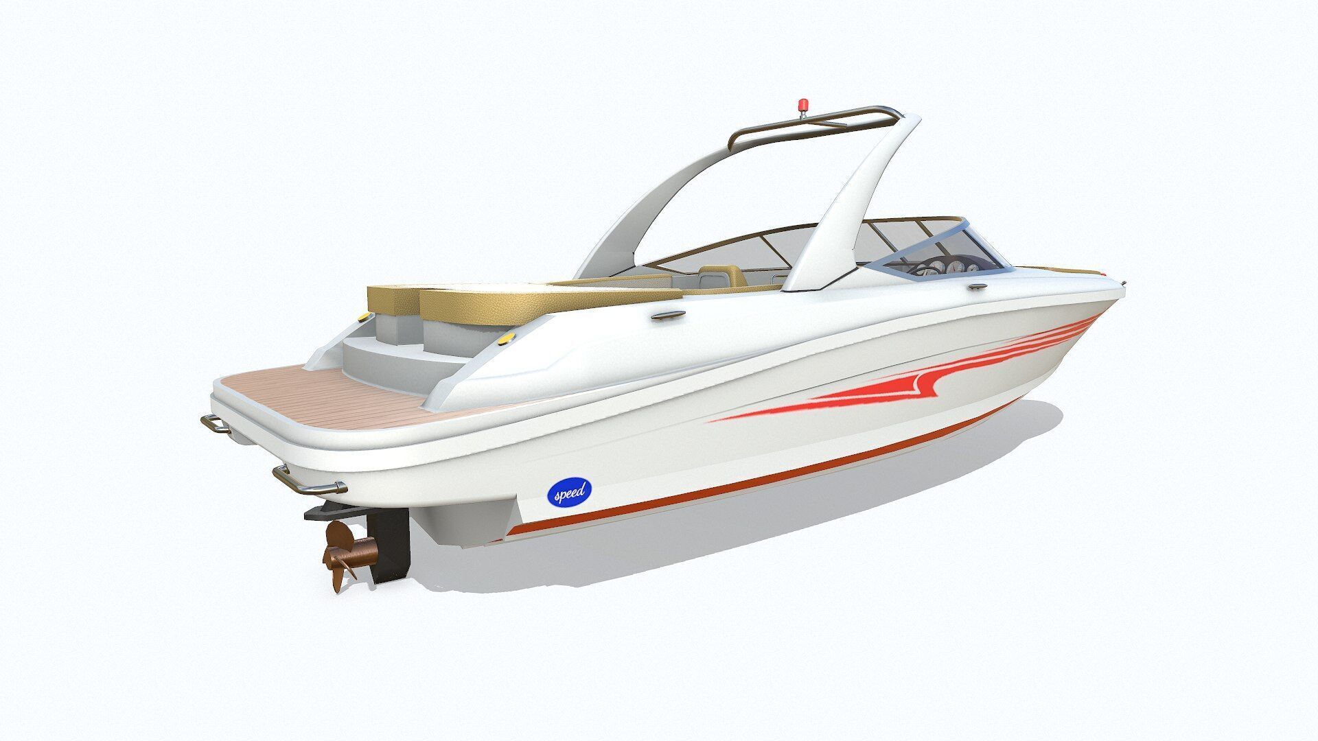 Speedboat 6 Low-poly PBR Low-poly 3D model_9