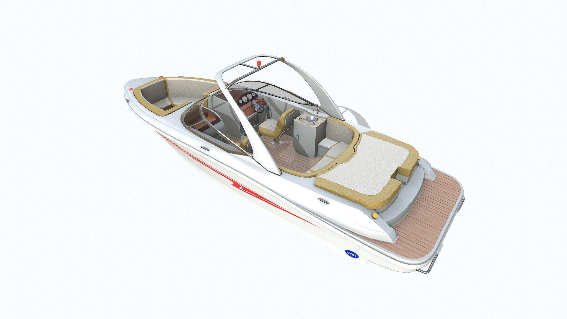 Speedboat 6 Low-poly PBR Low-poly 3D model_5