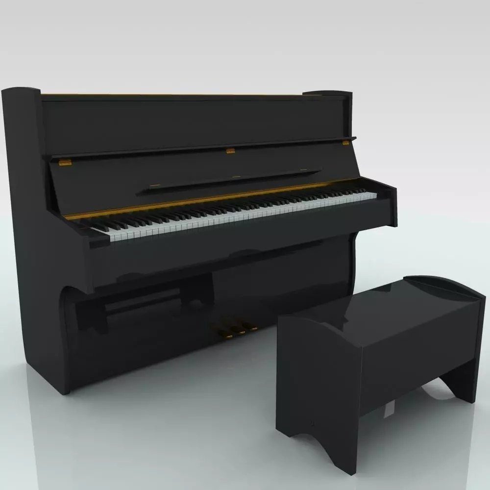 Upright Piano 3D model_0