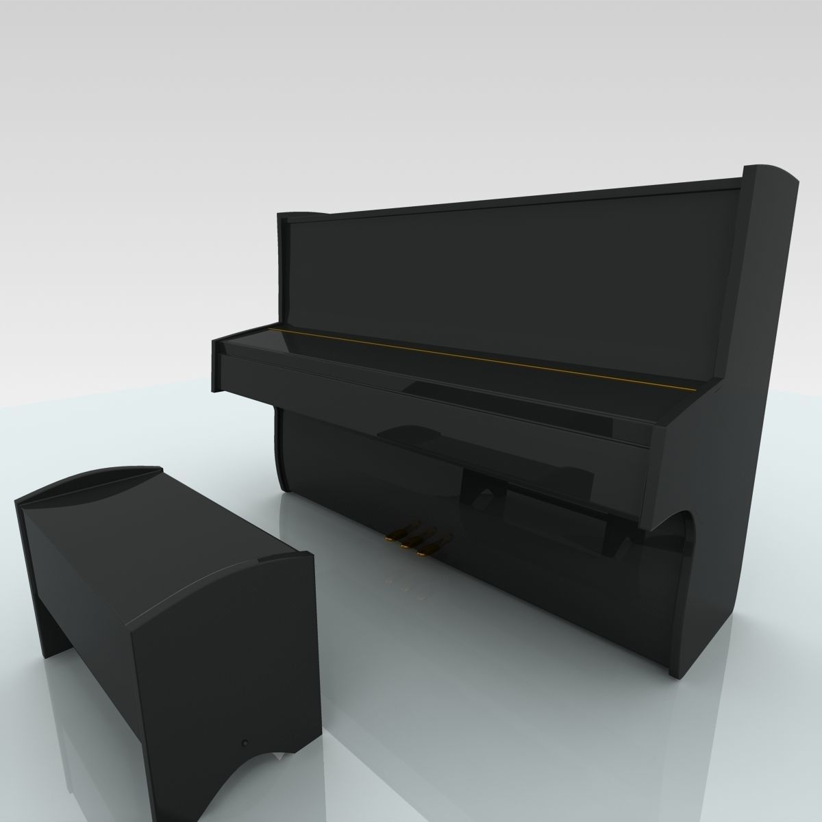 Upright Piano 3D model_5